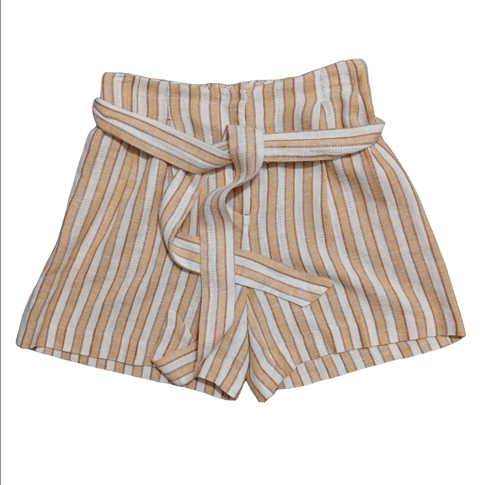 DREW Gold and White High Waist Shorts $168 Retail
